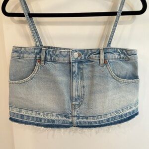 Zara Blue Denim Crop Top